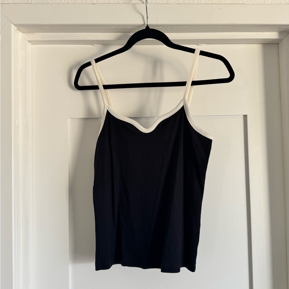 Black tank with white detail